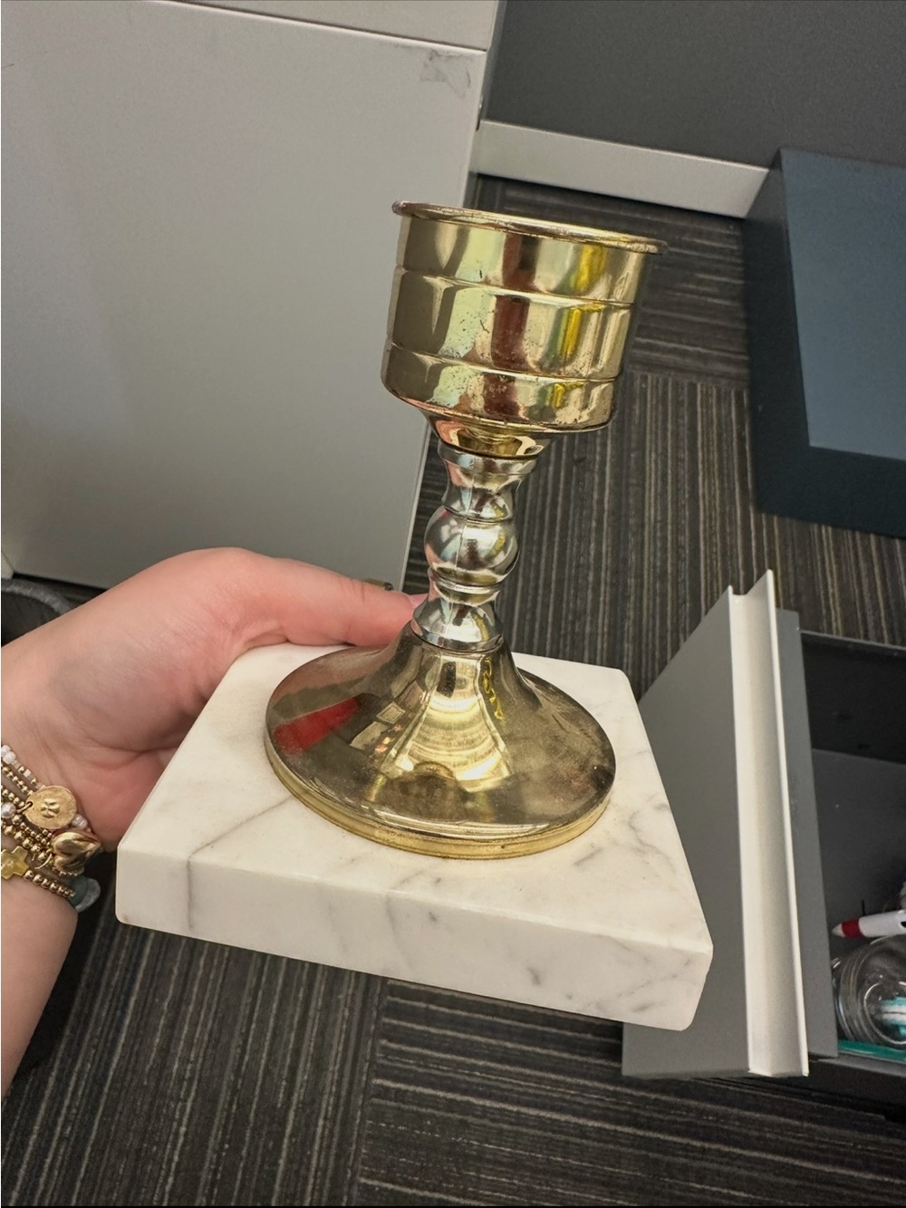 Vintage Gold Marble Base Decorative Candle Holder